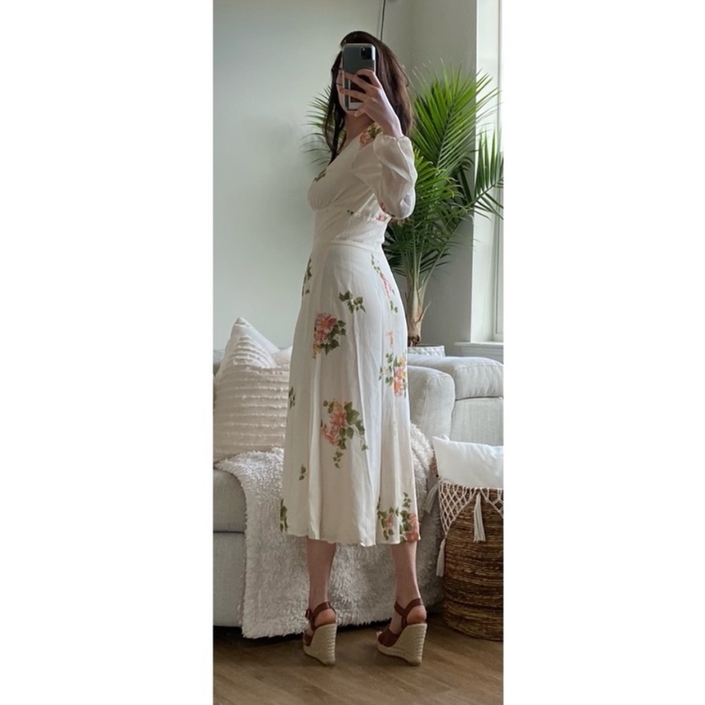 REFORMATION LORNE FLORAL LONG SLEEVE MIDI DRESS, SIZE:10 - Picture 7 of 7